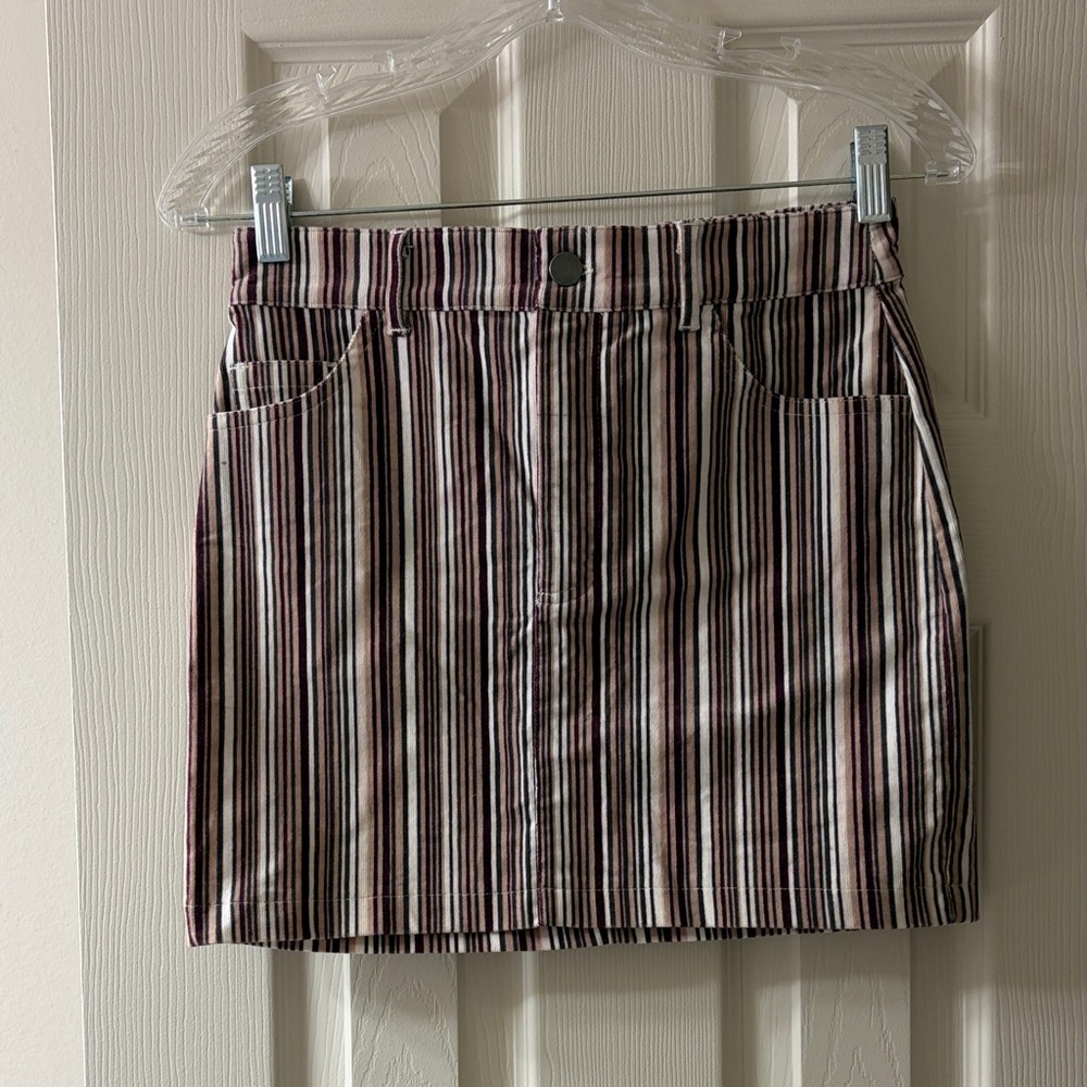 Forever 21 Striped Mini Skirt in Brown and Cream